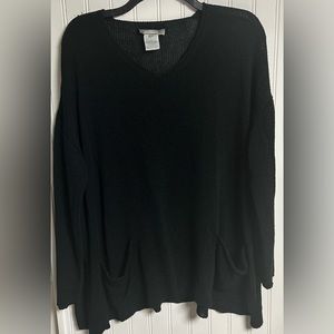 Poles Black Long Sleeve Open Knit Sweater TU One Size Baggy Made In France